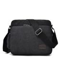 RuYiHuang Men Vintage Canvas Versatile Single-Shoulder Bag(Black)