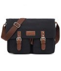 AUGUR Men Single-shoulder Crossbody Messenger Canvas Bag(Black)