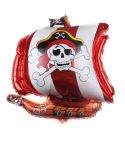 5PCS Pirate Ship Balloon Cartoon Halloween Aluminum Film Balloon(Red)