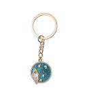 5 PCS Drip Oil Round Keychain Key Ring Bag Pendant(Planet Rocket)