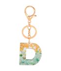 2 PCS Gold Foil Epoxy English Letter Keychain Bag Pendant(D)