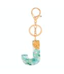 2 PCS Gold Foil Epoxy English Letter Keychain Bag Pendant(J)
