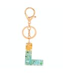 2 PCS Gold Foil Epoxy English Letter Keychain Bag Pendant(L)