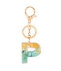2 PCS Gold Foil Epoxy English Letter Keychain Bag Pendant(P)