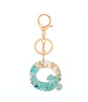 2 PCS Gold Foil Epoxy English Letter Keychain Bag Pendant(Q)