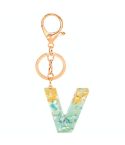 2 PCS Gold Foil Epoxy English Letter Keychain Bag Pendant(V)