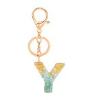 2 PCS Gold Foil Epoxy English Letter Keychain Bag Pendant(Y)