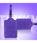 PU Leather Luggage Tag Multifunctional Suitcase Identification Tag(Purple)