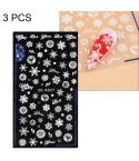3 PCS 5D Embossed Nail Stickers Christmas Snowflake Elk Nail Stickers(5D-K027)
