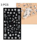 3 PCS 5D Embossed Nail Stickers Christmas Snowflake Elk Nail Stickers(5D-K120)