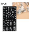 3 PCS 5D Embossed Nail Stickers Christmas Snowflake Elk Nail Stickers(5D-K121)