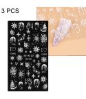 3 PCS 5D Embossed Nail Stickers Christmas Snowflake Elk Nail Stickers(5D-K123)