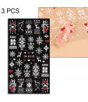 3 PCS 5D Embossed Nail Stickers Christmas Snowflake Elk Nail Stickers(5D-K125)