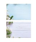 3D Double-Sided Matte Photography Background Paper(White Flower Blue White Wood Grain)
