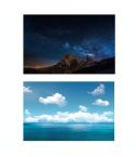 3D Double-Sided Matte Photography Background Paper(Sea Sky+Stars Mountains)