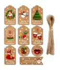 2 Packs 50pcs/set  Christmas Kraft Paper Tags Gift Wrapping Paper Labels(Series 5)