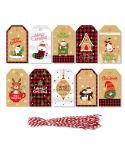 2 Packs 50pcs/set  Christmas Kraft Paper Tags Gift Wrapping Paper Labels(Series 9)