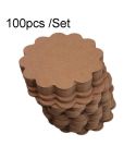 100pcs /Set Kraft Paper Tags Lace Round Blank Small Label(Cowhide)