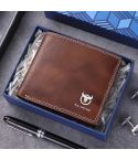 BULL CAPTAIN 032 Vintage Leather Wallets Coins Card Holder Wallet(Coffee)