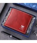 BULL CAPTAIN 032 Vintage Leather Wallets Coins Card Holder Wallet(Flame Red)