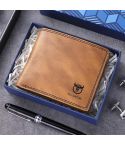 BULL CAPTAIN 032 Vintage Leather Wallets Coins Card Holder Wallet(Yellow Brown)
