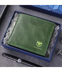 BULL CAPTAIN 032 Vintage Leather Wallets Coins Card Holder Wallet(Tea Green)