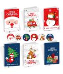 6 Fold Cards + 6 Envelopes + 6 Stickers Christmas Day Greeting Cards(MC8-93)