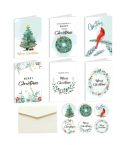 6 Fold Cards + 6 Envelopes + 6 Stickers Christmas Day Greeting Cards(MC8-94)