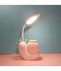 L-0 Cartoon Snail Pen Holder USB Rechargeable LED Soft Eye-Protection Desk Lamp(Pink)