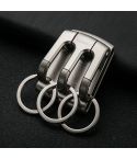 HONEST 3-ring Car Keychain Waist-hanging Anti-loss Keychain For Men(Gray)