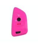 For BMW 1 Series X4/X2/XM5 2pcs Soft Silicone Remote Key Cover(Rose Red)