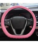 Silicone Non-slip Wear-resistant Concave Point Car Steering Wheel Cover, Size: 34-38cm(Light Pink)