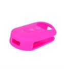 For Fiat 500 2pcs Folding 3 Button Remote Control Silicone Case(Rose Red)