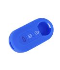For Fiat 500 2pcs Folding 3 Button Remote Control Silicone Case(Blue)