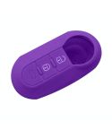 For Fiat 500 2pcs Folding 3 Button Remote Control Silicone Case(Purple)