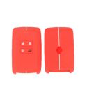 For Renault Koleos/Megane 2pcs 4 Button Honeycomb Pattern Silicone Key Cover(Red White Line)