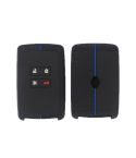 For Renault Koleos/Megane 2pcs 4 Button Honeycomb Pattern Silicone Key Cover(Black Blue Line)