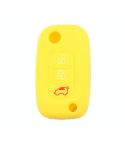 For Mercedes-Benz Smart Folding 2pcs 3 Button Silicone Key Case(Yellow)