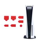 For PS5 2sets 7pcs/Set Dust Plug Silicone Dust Protector Anti-Dust Cover(Red)