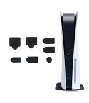 For PS5 2sets 7pcs/Set Dust Plug Silicone Dust Protector Anti-Dust Cover(Black)