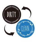 Dishwasher Round Magnet Clean Dirty Sign Double-Sided Dishwasher Magnet Cover(Black Blue)