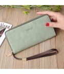 Scrub Long Wallet Lady Wallet Handbag Zipper Purse(Green)