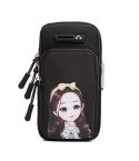 Large Running Mobile Phone Arm Bag Cartoon Mobile Phone Bag(Black Girl)