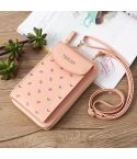 Printed Phone Bag Floral Woman Multifunctional Crossbody Bag Multi Card Shoulder Bag(Light Pink)