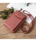 Printed Phone Bag Floral Woman Multifunctional Crossbody Bag Multi Card Shoulder Bag(Dark Pink)