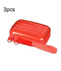 3pcs Rectangular Tinplate Coin Brushed Zipper Bag(Red)