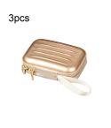 3pcs Rectangular Tinplate Coin Brushed Zipper Bag(Gold)
