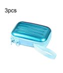 3pcs Rectangular Tinplate Coin Brushed Zipper Bag(Lake Blue)
