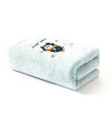 Coral Fleece Cartoon Embroidery Towel Kid Household Thickened Soft Absorbent Towel(Light Blue)