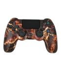 For PS4 Wireless Bluetooth Game Controller With Light Strip Dual Vibration Game Handle(Fire Ghost)